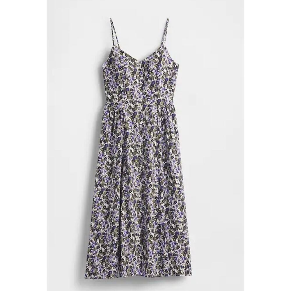 Gap Floral V-Neck Spaghetti Strap Maxi Dress Medium Smocked Back Purple